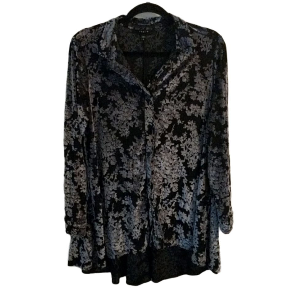 Black and Silver Velvet Embroidered Tunic